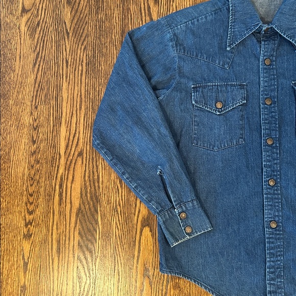 Vintage Western Denim snap button shirt (very Polo esque) maybe 70s era - Picture 4 of 11